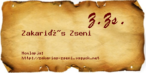 Zakariás Zseni névjegykártya